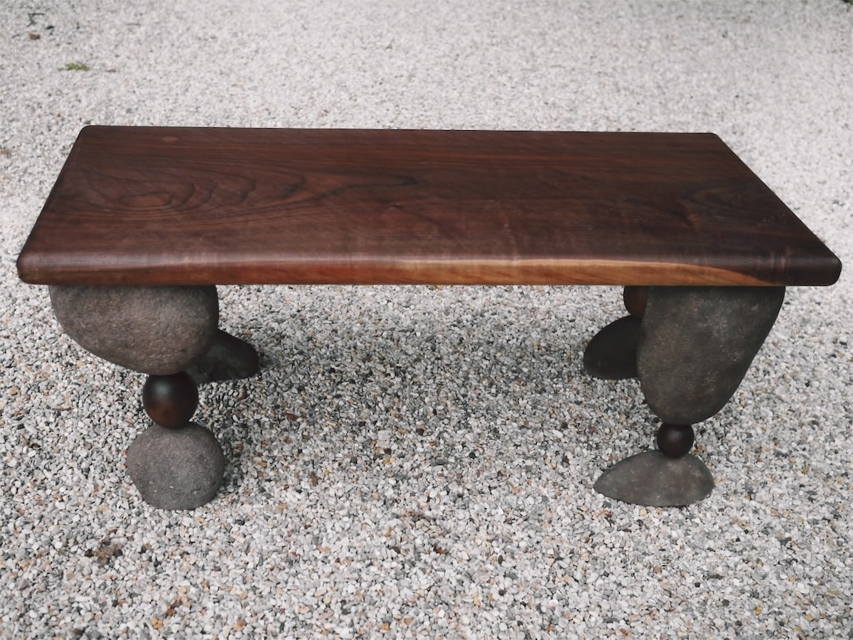 stone and wood coffee table